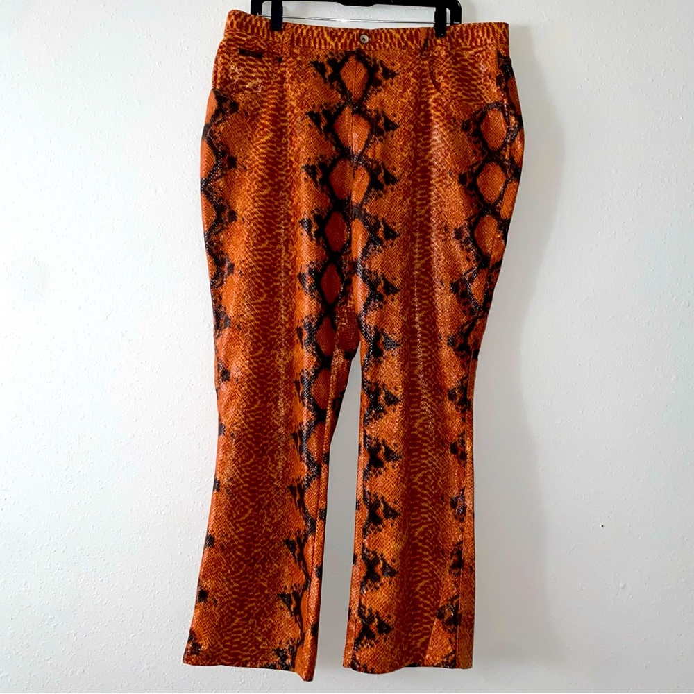 Gothic Red Faux Snake print Pants.